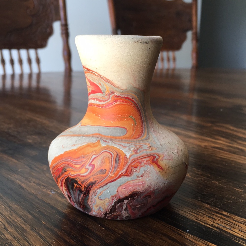 Small pottery vase-looks like Nemadji pottery.